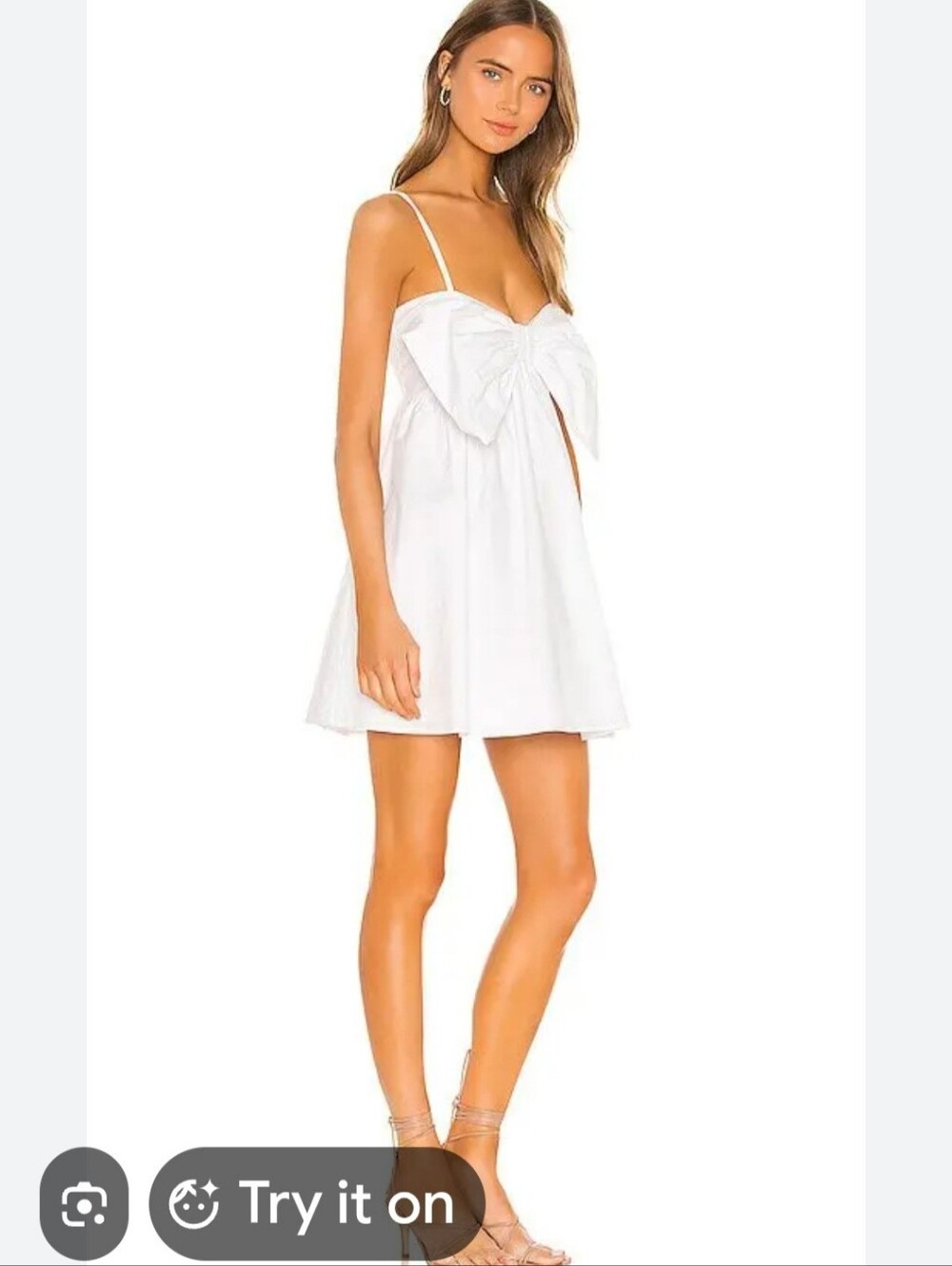 Shein White strappy Bow Front Mini Dress.  Size Large